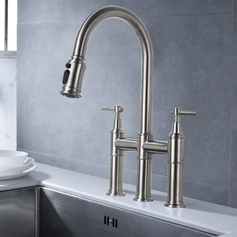 Giving Tree Bridge Kitchen Faucet with Pull-Down Sprayhead in Spot