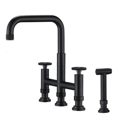 Giving Tree Double Handle Bridge Kitchen Faucet with Side Spray