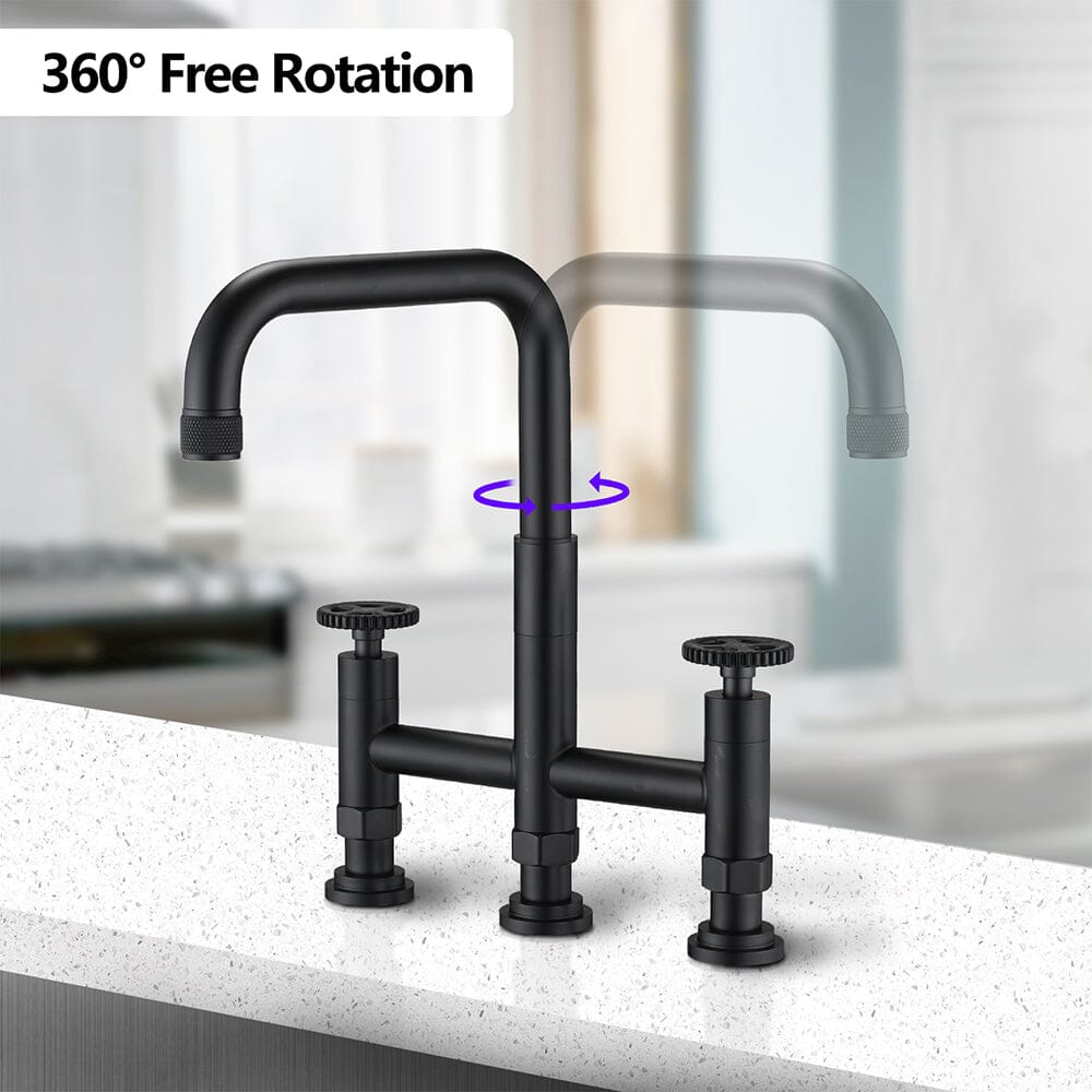 Giving Tree Double Handle Bridge Kitchen Faucet with Side Spray