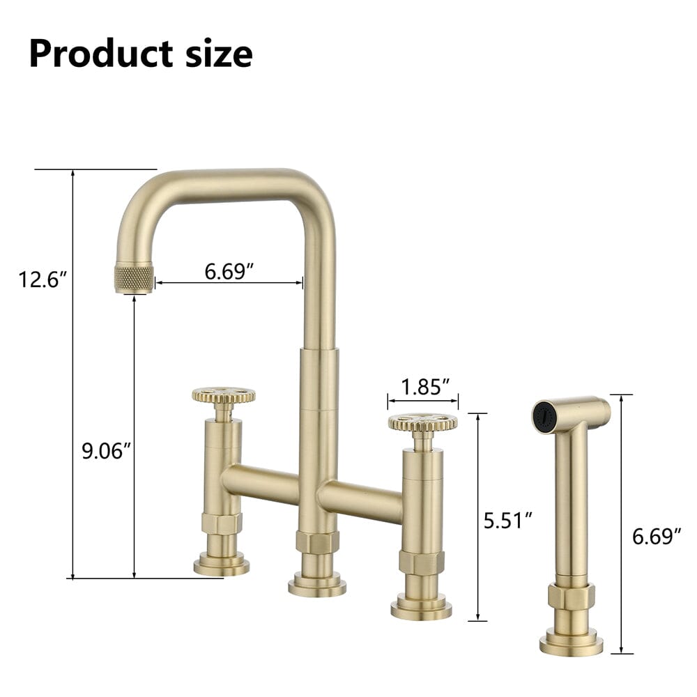 Giving Tree Double Handle Bridge Kitchen Faucet with Side Spray