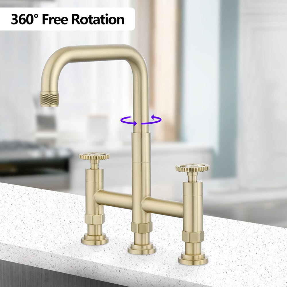 Giving Tree Double Handle Bridge Kitchen Faucet with Side Spray