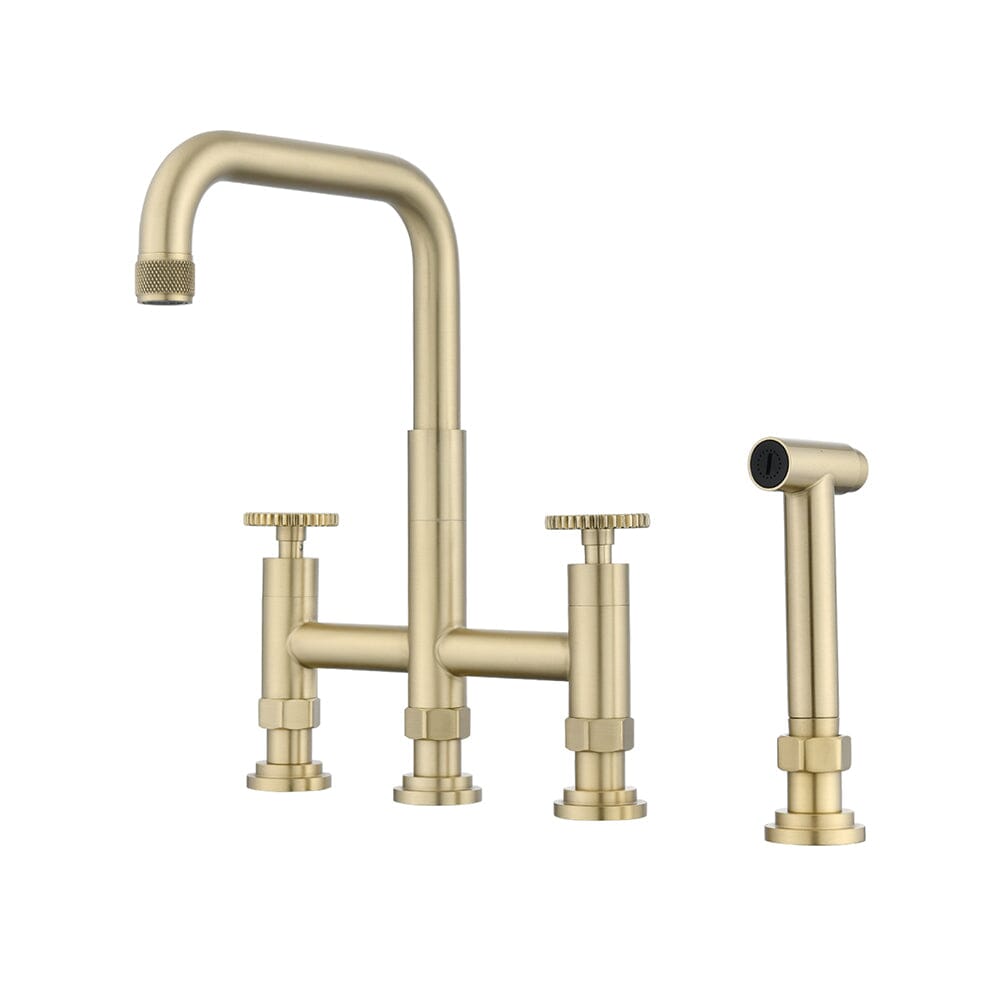 Giving Tree Double Handle Bridge Kitchen Faucet with Side Spray