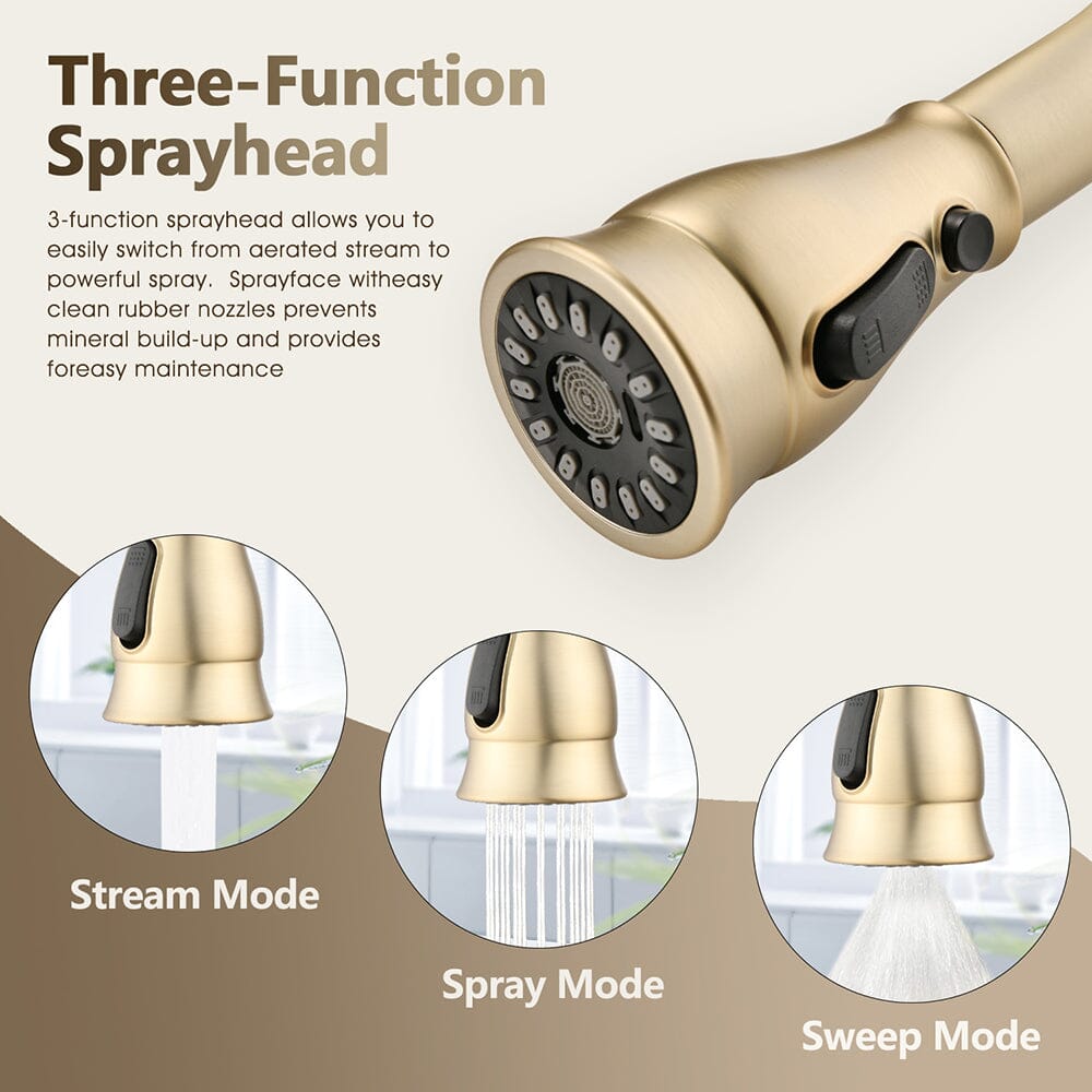 Giving Tree Bridge Kitchen Faucet with Pull-Down Sprayhead in Spot