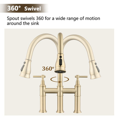 Giving Tree Bridge Kitchen Faucet with Pull-Down Sprayhead in Spot