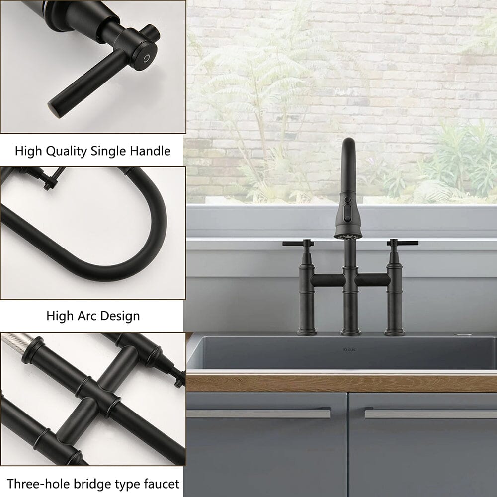 Giving Tree Bridge Kitchen Faucet with Pull-Down Sprayhead in Spot