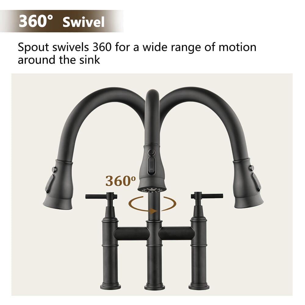 Giving Tree Bridge Kitchen Faucet with Pull-Down Sprayhead in Spot