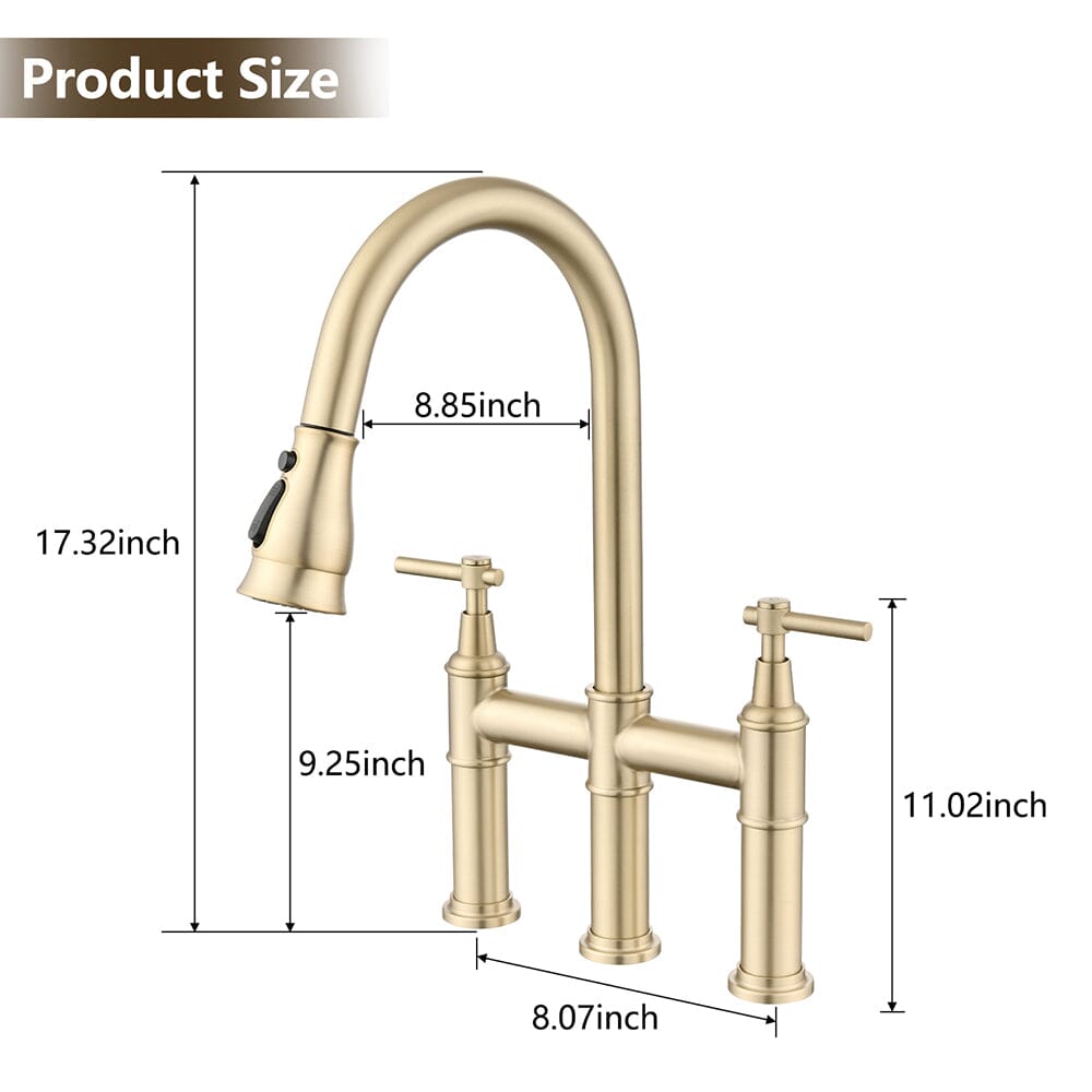 Giving Tree Bridge Kitchen Faucet with Pull-Down Sprayhead in Spot