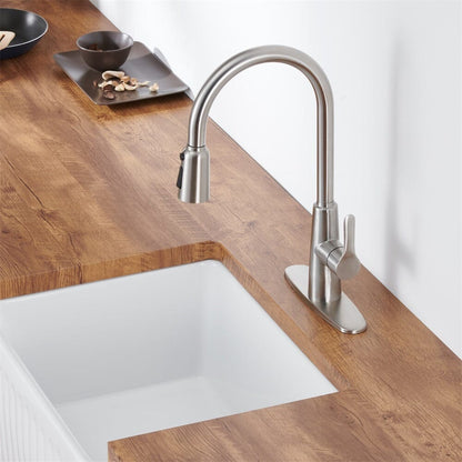 Giving Tree Kitchen Sink Faucet with Pull Out Sprayer Brushed Nickel