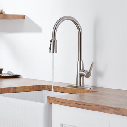 Giving Tree Kitchen Sink Faucet with Pull Out Sprayer Brushed Nickel