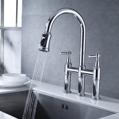 Giving Tree Bridge Kitchen Faucet with Pull-Down Sprayhead in Spot