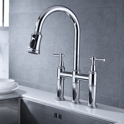 Giving Tree Bridge Kitchen Faucet with Pull-Down Sprayhead in Spot