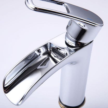 Waterfall Single Hole Single-Handle Bathroom Sink Faucet with Pop-up Drain Assembly