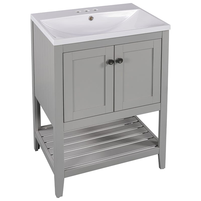 Giving Tree 24&quot; Modern Freestanding Bathroom Vanity Ceramic Sink with Doors and Shelf