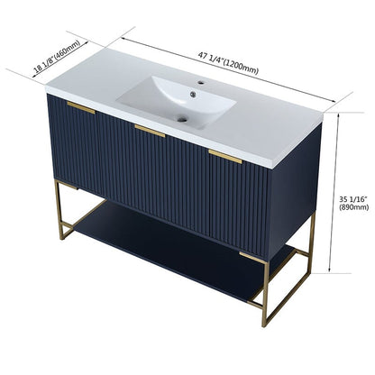 48 Inch Freestanding Bathroom Vanity with Stone Resin Basin, Large Storage Space