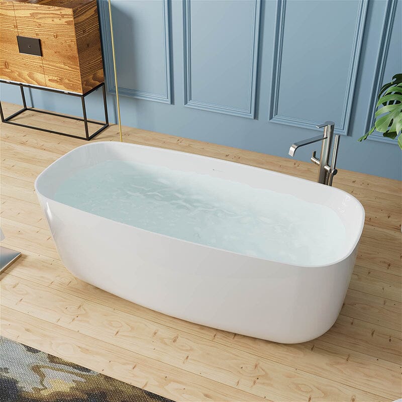 Mokleba 67&quot; Acrylic Rounded Rectangle Freestanding Soaking Bathtub Double Ended