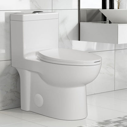 Giving Tree Powerful &amp; Quiet Dual Flush Modern One Piece Toilet with Soft Closing Seat