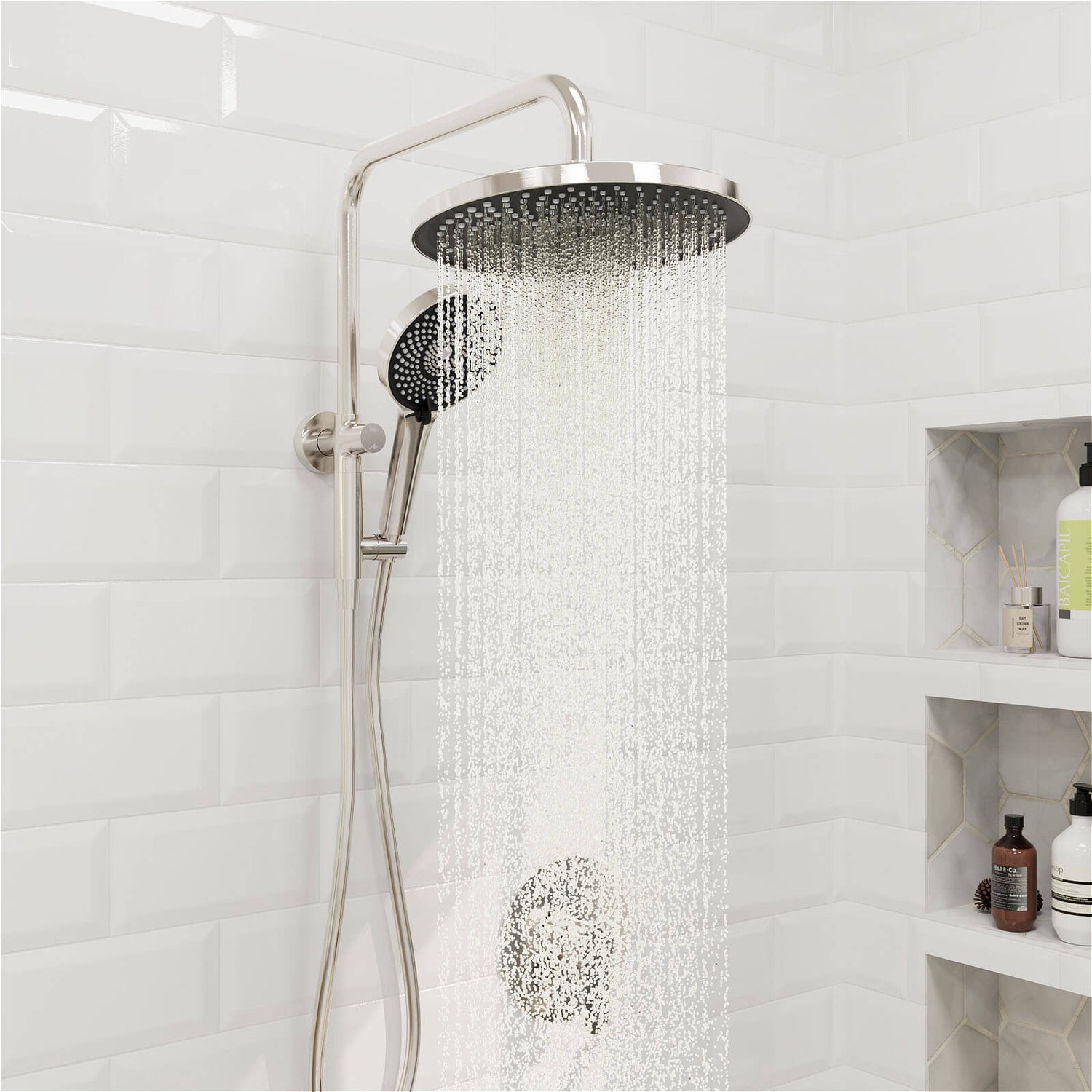 10“ Round Wall Mounted Shower System with 2-in-1 Rough-in Valve Included 3-Spray Handheld