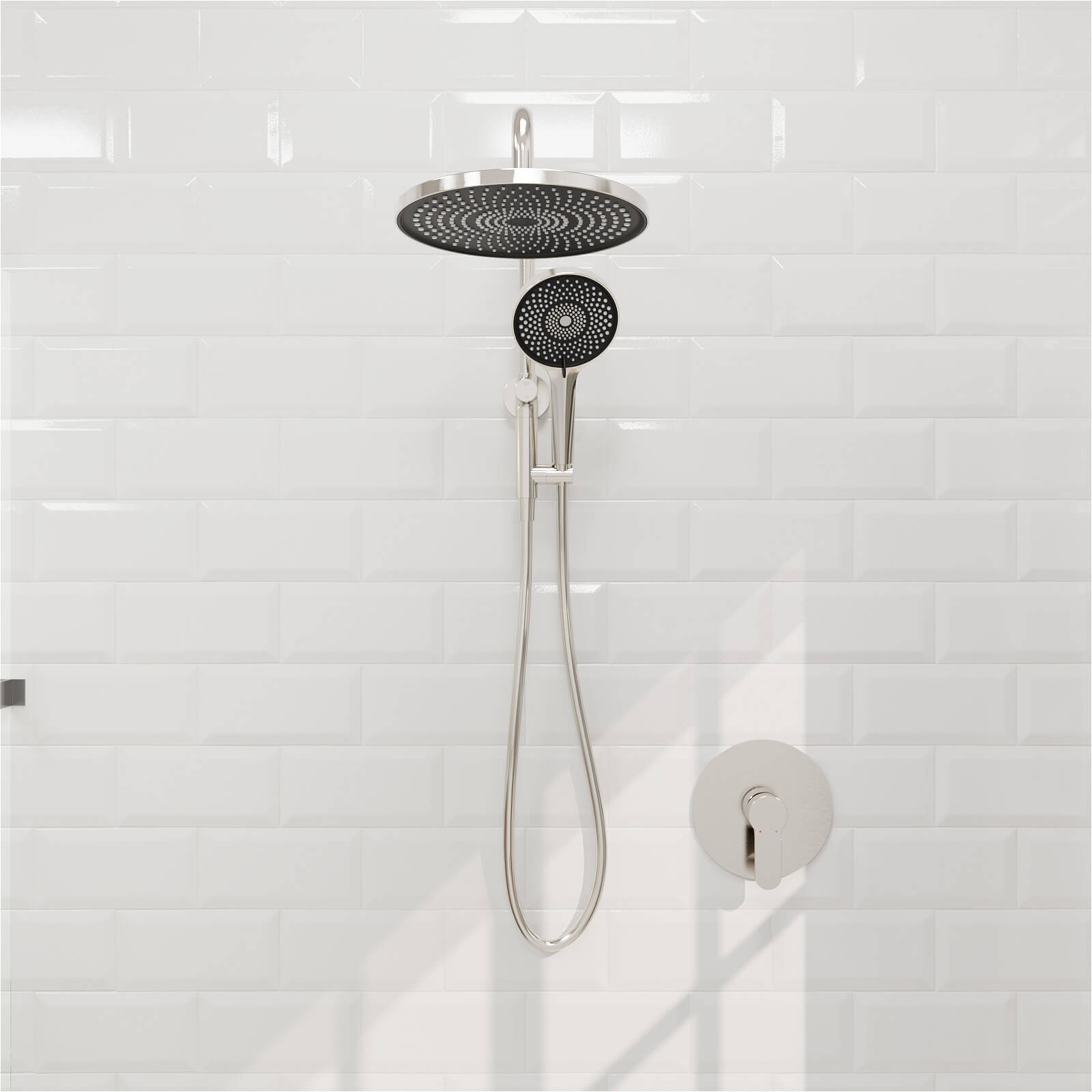 10 inch Round Wall Mounted Shower system with 2-in-1 Rough-in Valve Included 3-Spray Handheld