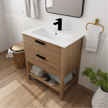 30-inch Freestanding Plywood Bathroom Vanity With Tops and 2 Drawers