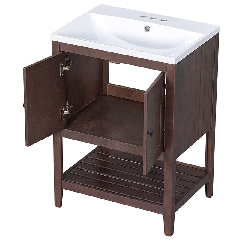 Giving Tree 24&quot; Modern Freestanding Bathroom Vanity Ceramic Sink with Doors and Shelf