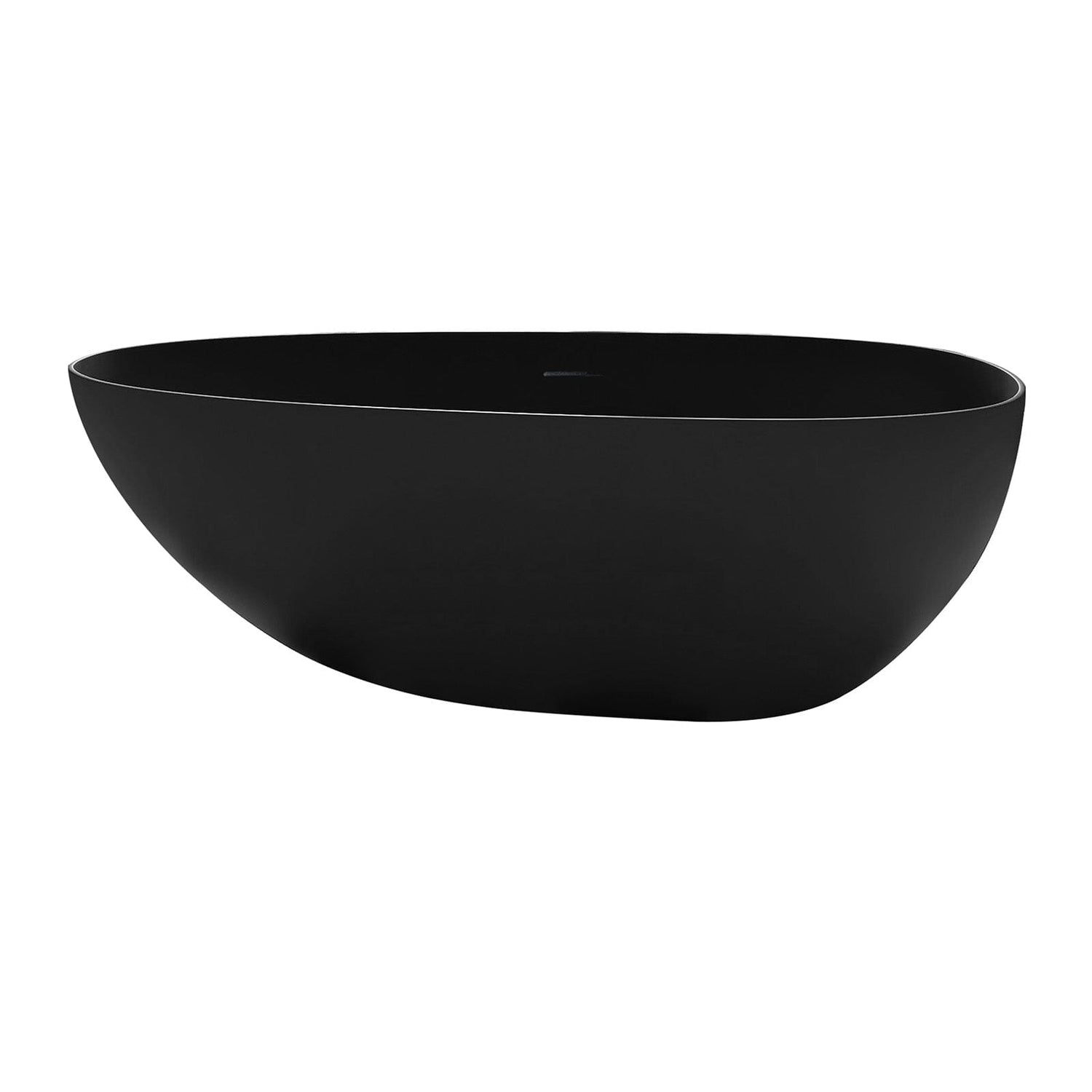 59&quot;/67&quot; Black Bathtub Egg Shaped Solid Surface freestanding Soaking Tub