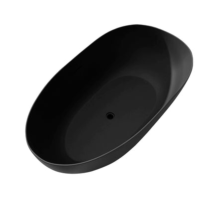 59&quot;/67&quot; Black Bathtub Egg Shaped Solid Surface freestanding Soaking Tub