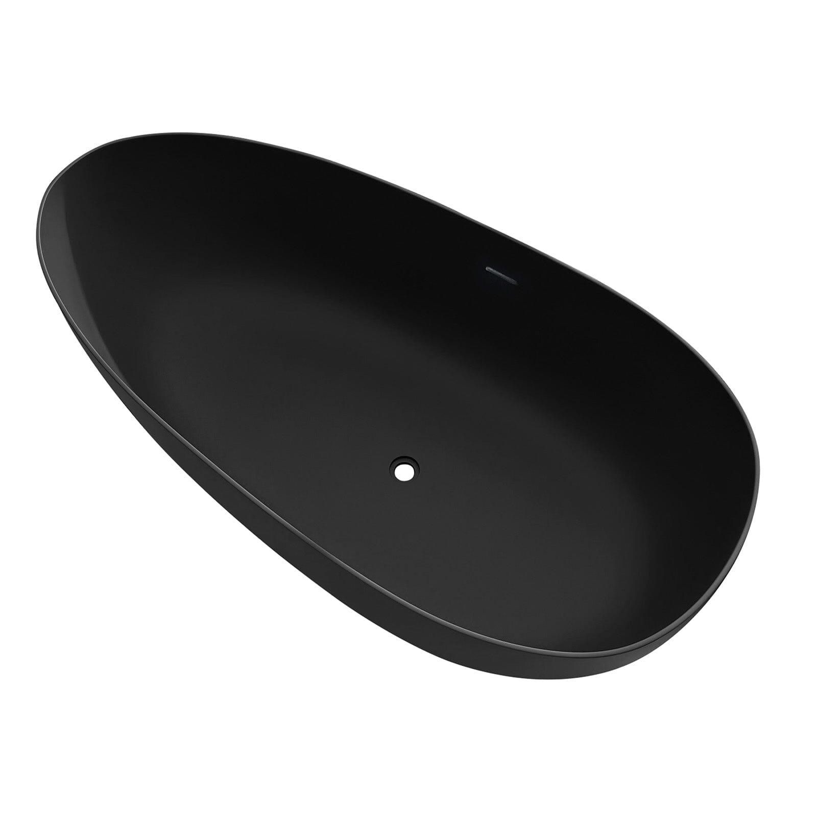 59&quot;/67&quot; Black Bathtub Egg Shaped Solid Surface freestanding Soaking Tub