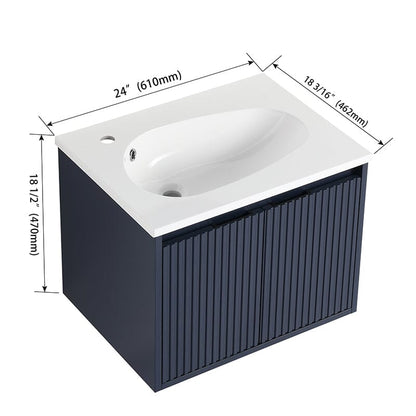 24&quot; Floating Small Bathroom Vanity with Drop-Shaped Resin Sink