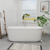 Mokleba 67'' Rectangular Acrylic Soaking Bathtub with Rounded Corners and Freestanding Design