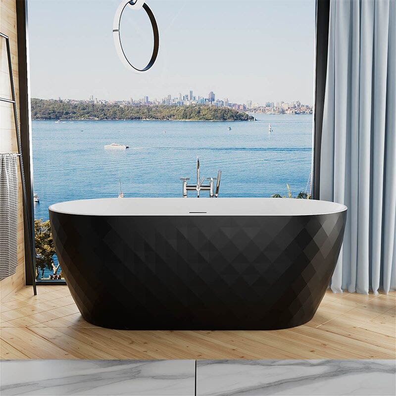 Mokleba 59&quot; Unique Design Oval Acrylic Bathtub Freestanding Soaking Tub