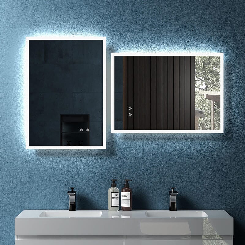 LED Light Bathroom Vanity Mirror Large Rectangular Frameless Anti Fog