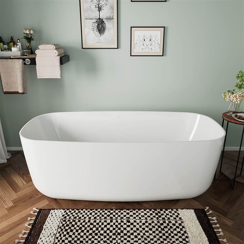 Mokleba 67&quot; Acrylic Rounded Rectangle Freestanding Soaking Bathtub Double Ended