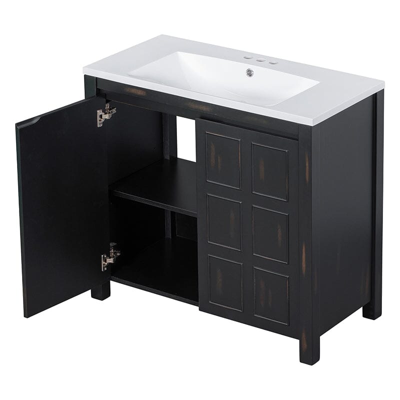 36-Inch Classical Freestanding Bathroom Vanity with Sink and Adjustable Shelf