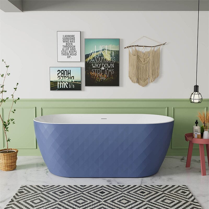 Mokleba 59&quot; Unique Design Oval Acrylic Bathtub Freestanding Soaking Tub