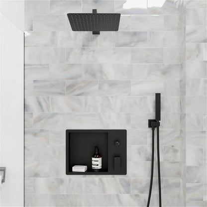 12&quot; Rain Head Shower System with Shower Niche and Handheld, Wall Mount