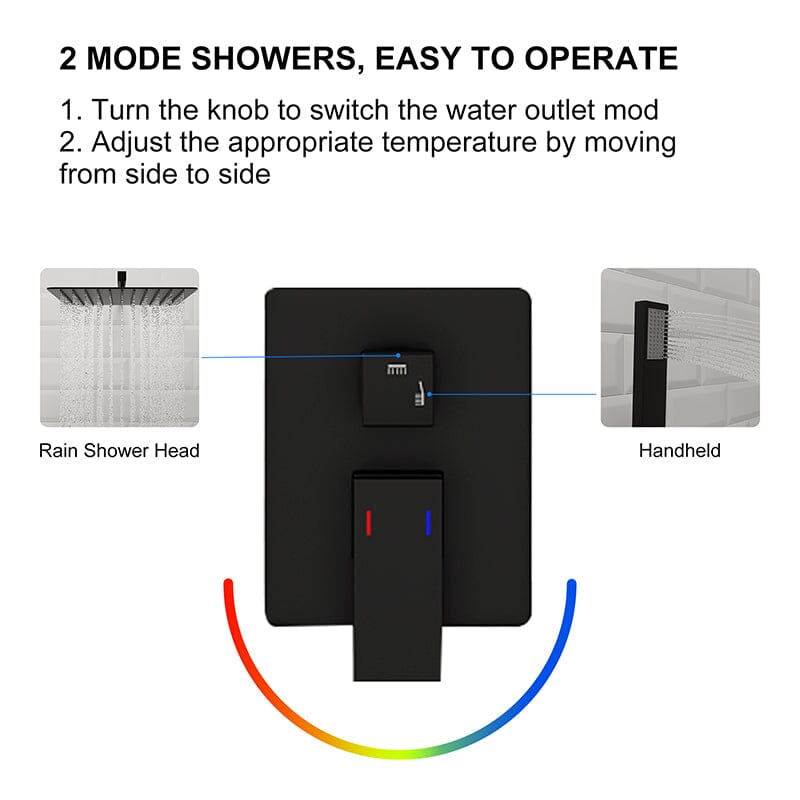 12&quot; Square Shower Set with Hand Shower &amp; Tub Spout Shower Combo Set