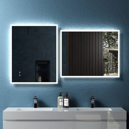 LED Light Bathroom Vanity Mirror Large Rectangular Frameless Anti Fog