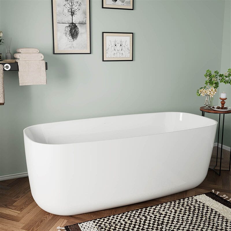 Mokleba 67&quot; Acrylic Rounded Rectangle Freestanding Soaking Bathtub Double Ended