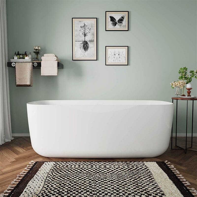 Mokleba 67&quot; Acrylic Rounded Rectangle Freestanding Soaking Bathtub Double Ended