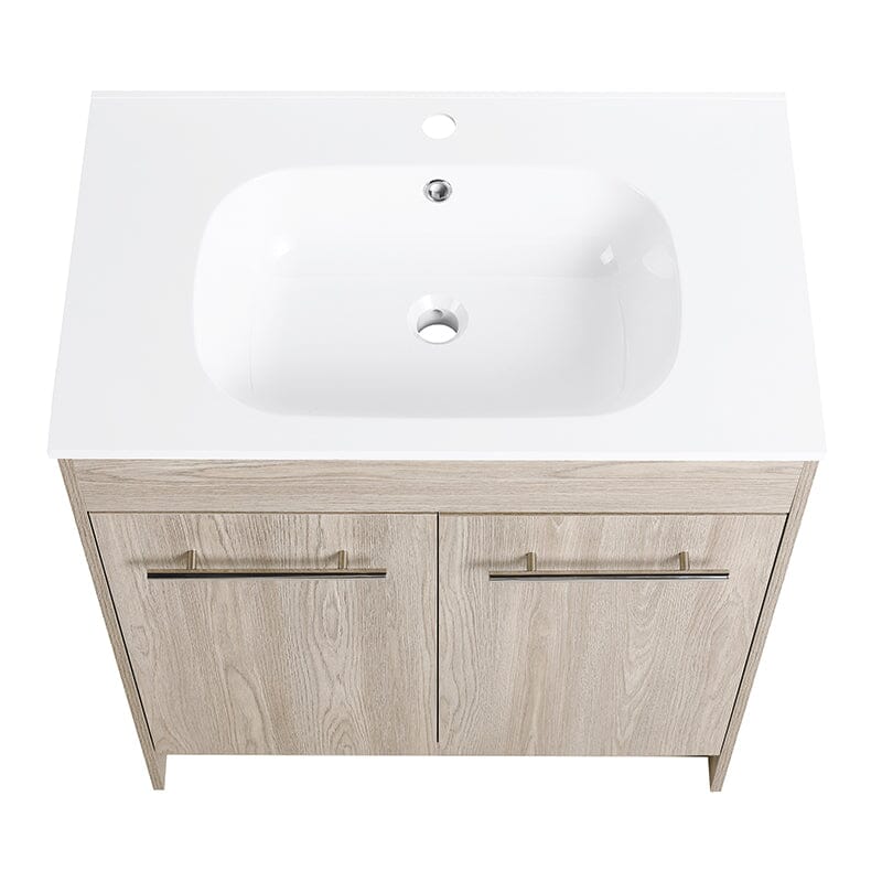 30-Inch Freestanding Bathroom Vanity with Sink and Soft-Close Doors