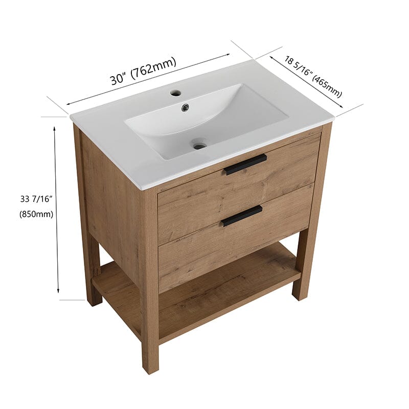 30-inch Freestanding Plywood Bathroom Vanity With Tops and 2 Drawers