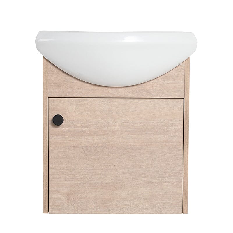 18 Inch Small Size Bathroom Vanity With Ceramic Sink, Wall Mounting Design