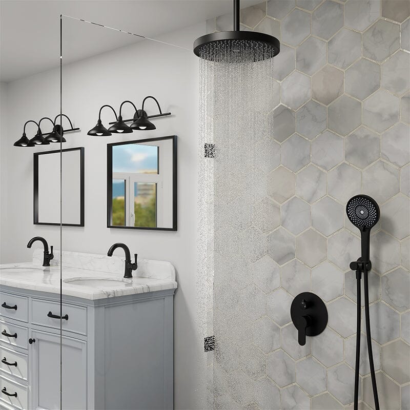 12&quot; Ceiling Mount Round Shower Systems with Head Shower &amp; Hand Shower Combo Set