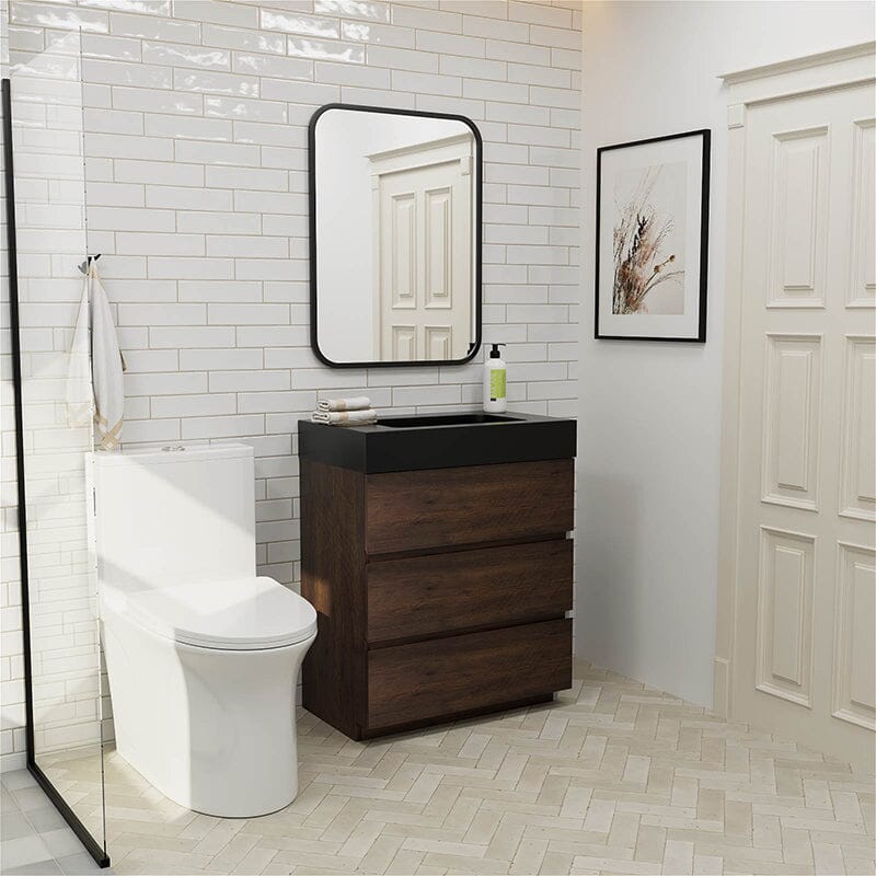 30 Inch Bathroom Vanity with Sink Floor Mounted One-Piece Sink Cabinet