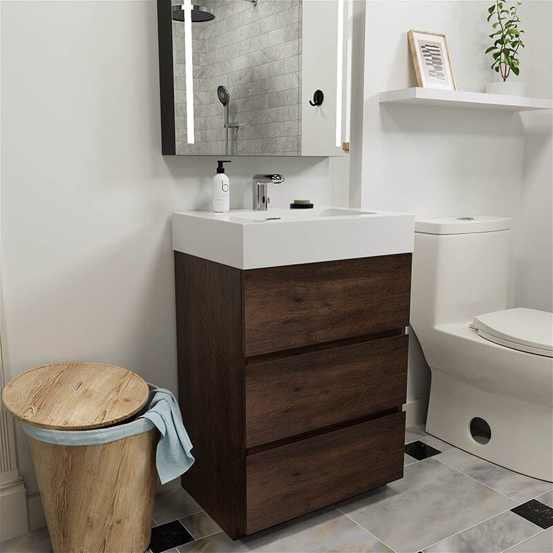 24 Inch Bathroom Vanity with Sink Floor Mounted One-Piece Sink Cabinet