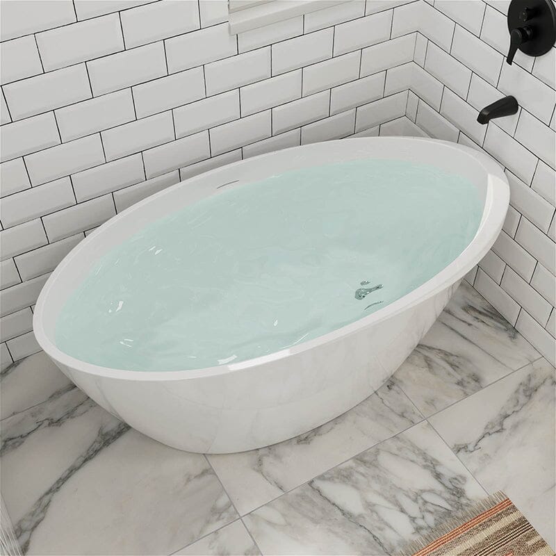 Mokleba 59&quot; Acrylic Oval Shape Freestanding Soaking Bathtub with Overflow