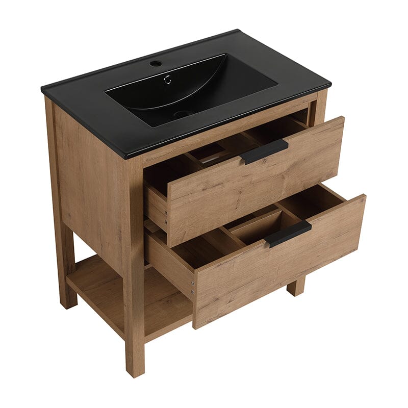 30-inch Freestanding Plywood Bathroom Vanity With Tops and 2 Drawers