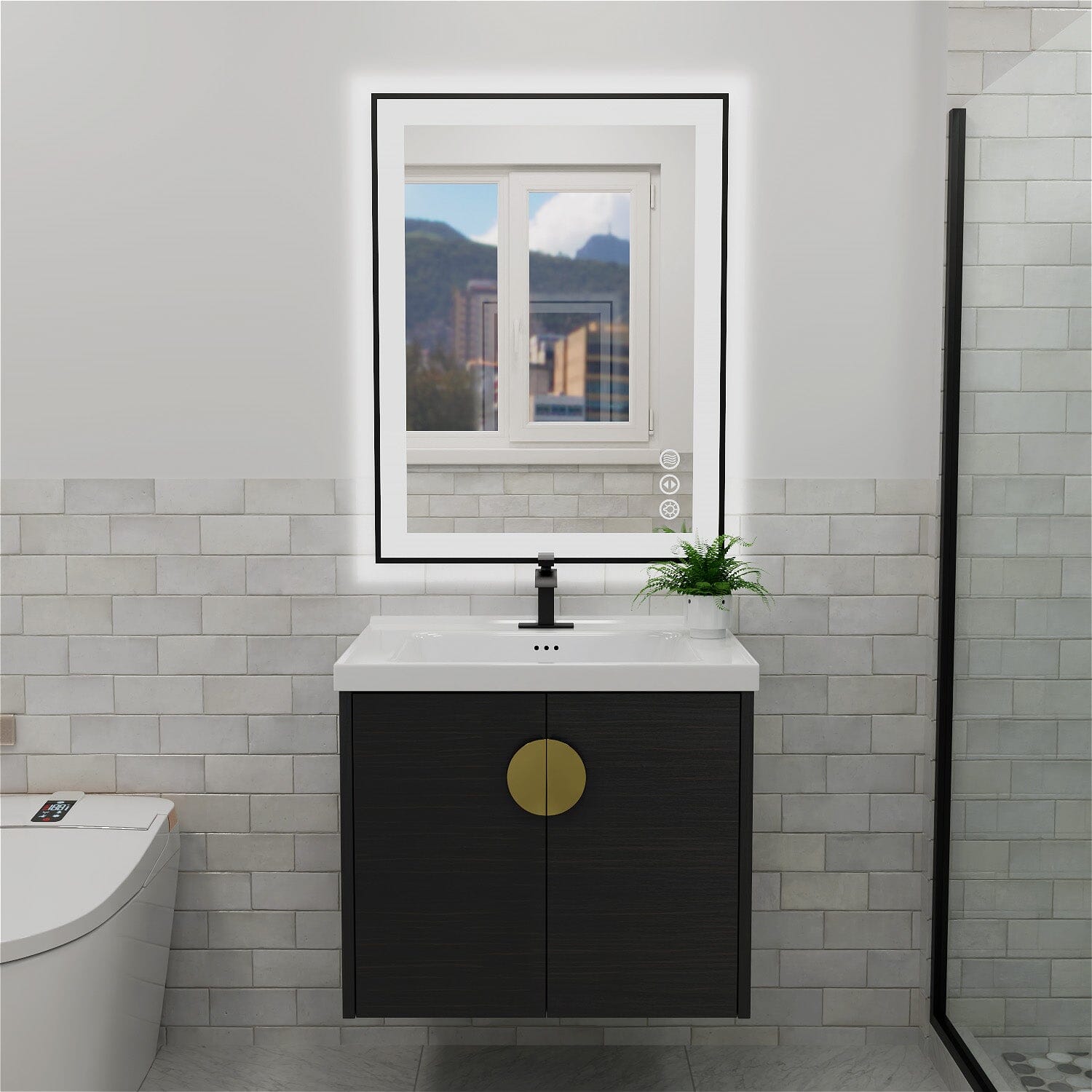 GIVING TREE 28&quot;/32&quot;/36&quot;/40&quot; LED Bathroom Mirror with Black Frame, Anti-Fog, Shatter-Proof, Memory, 3 Colors