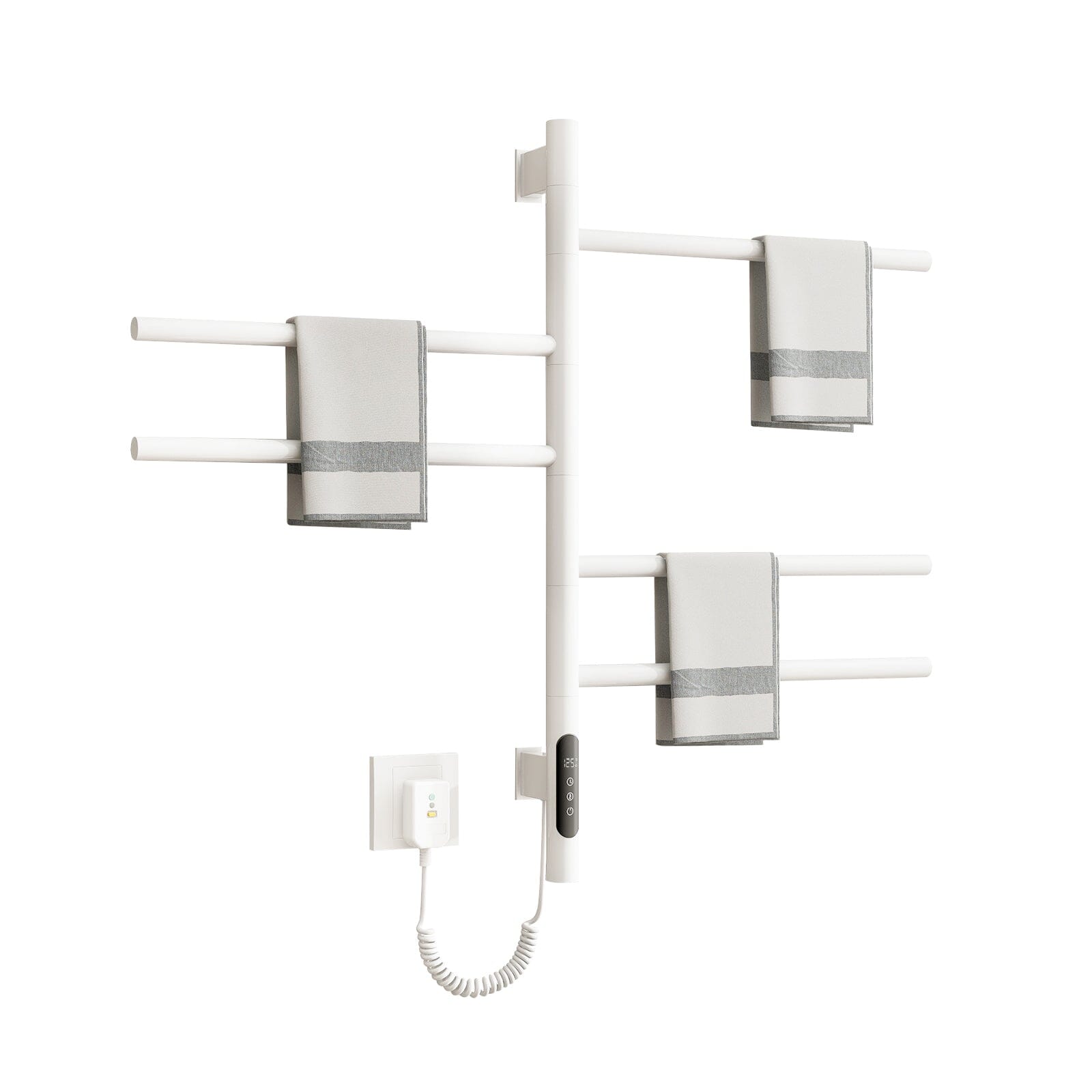 Heated Towel Racks for Bathroom, 180° Rotating Wall Mounted Towel Warmer with Built-in Timer