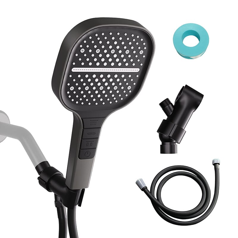 Push-button Hand Shower With 7 Modes, with Multi-angle Adjustable Shower Holder